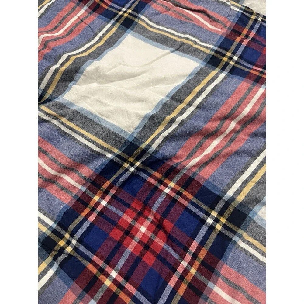 POTTERY BARN teen PLAID TARTAN COTTON DUVET COVER size FULl Queen red BLUE white